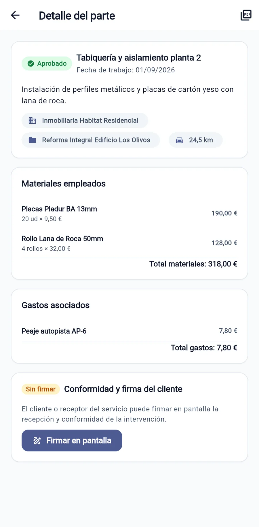 Parte de trabajo digital